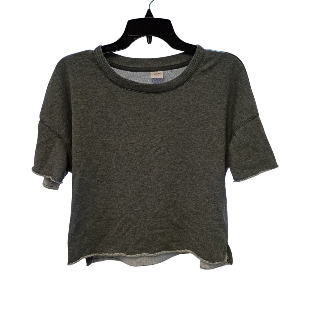 Secret Treasures Womens Short Sleeve Sweatshirt Charcoal Gray Cropped Top S 4-6